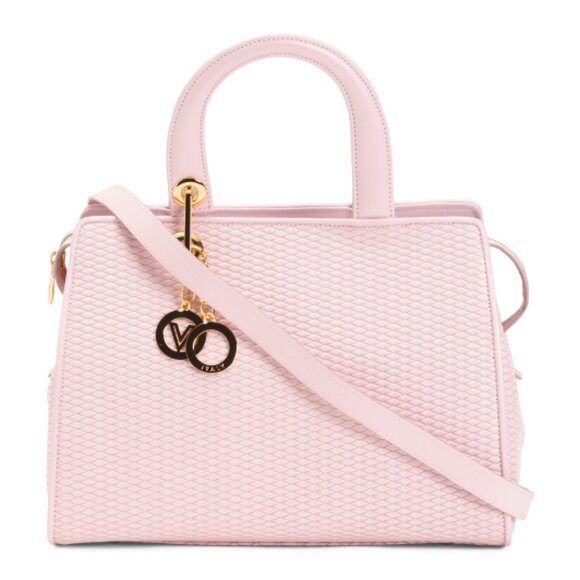 VALENTINO ORLANDI Made In Italy Leather Textured Satchel With Charms - Picture 1 of 3